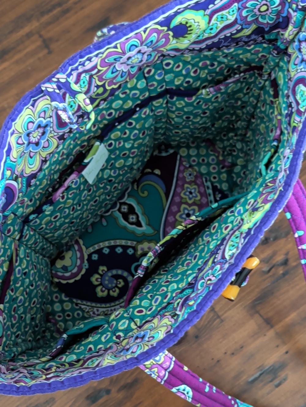 Vera Bradley Retired Heather Paisley Quilted Tote Teal and Purple - SALE!! - Picture 6 of 15